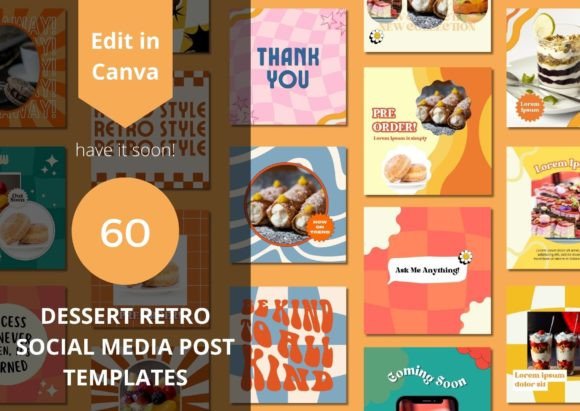 Download 60 Dessert Retro Social Media Templates - Dessert Collection